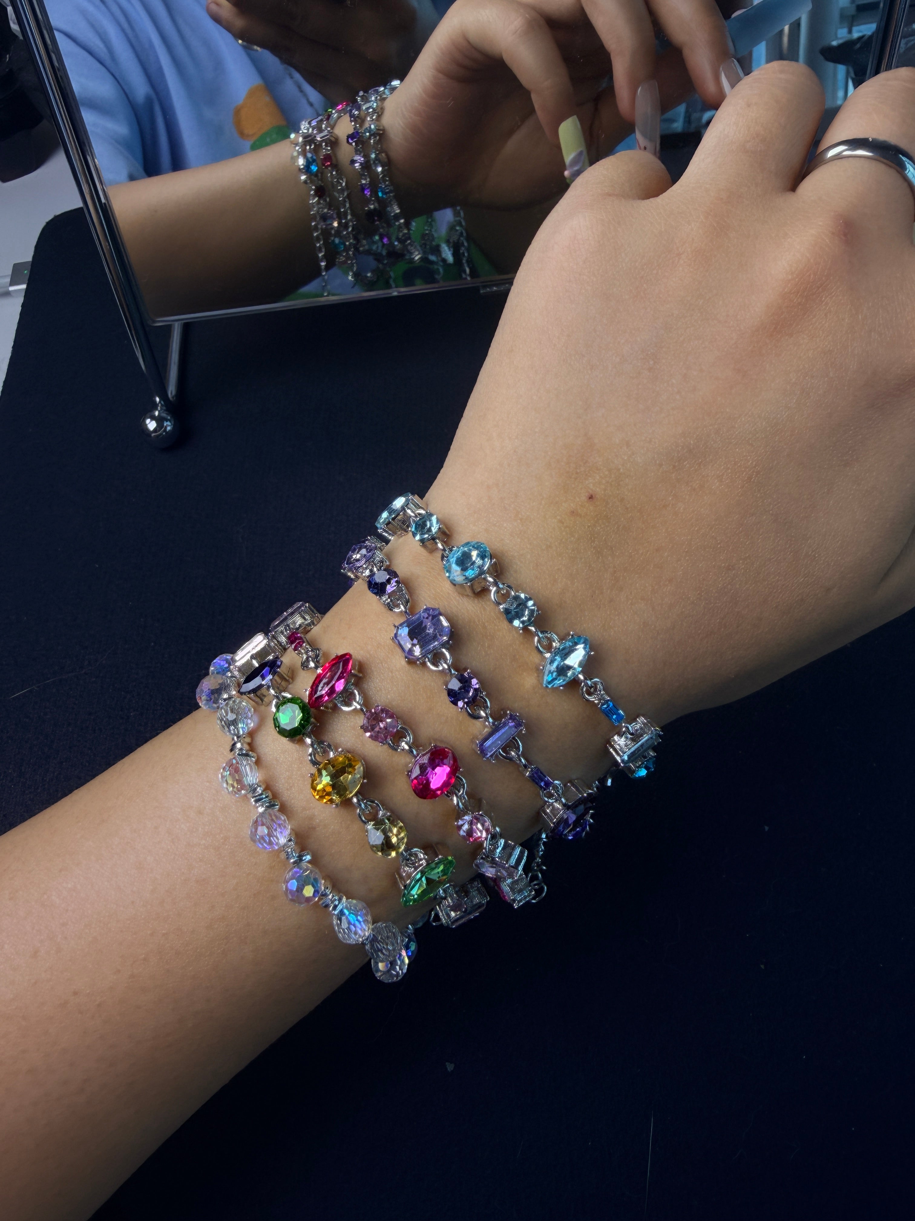 💜🩵🩷Main Character Lucky Bracelet – Adjustable Extension Chain (Purple / Pink / Blue)