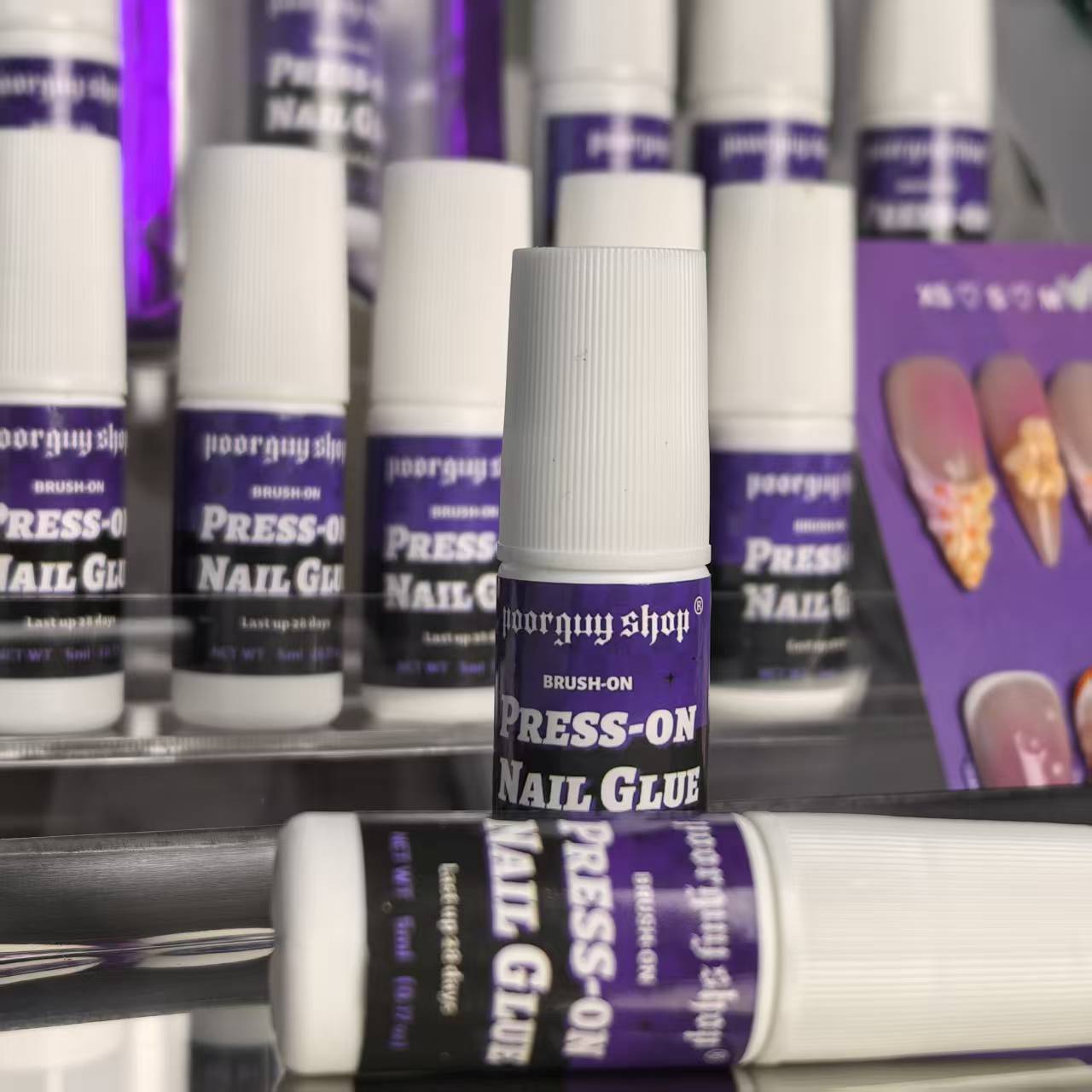 PoorGuyShop Brush-On Nail Glue Kit