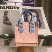 Luxe Leather Bag Charm (black/pink/white)
