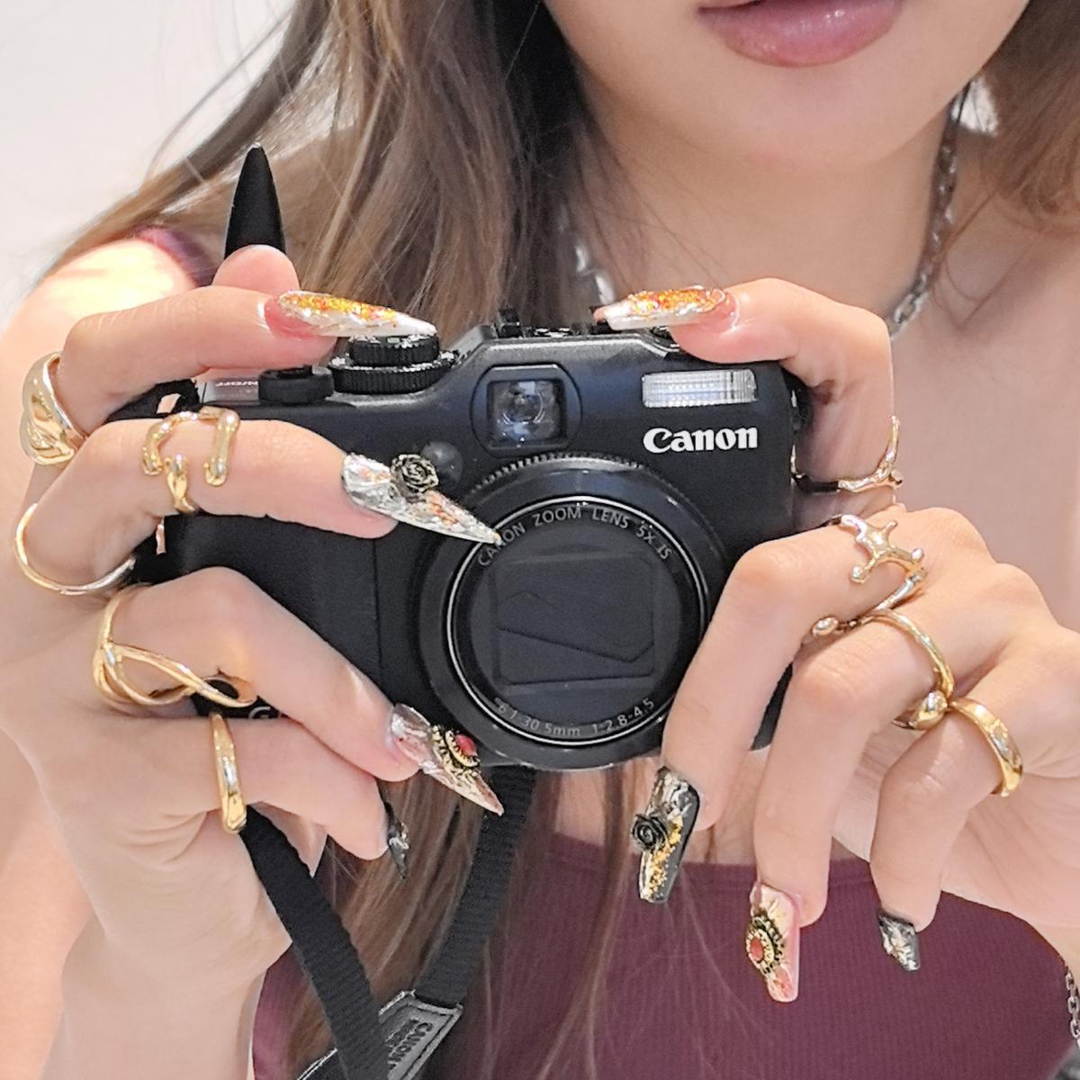 Blood Bronze 30mm stiletto press-on nails — hand-painted metallic bronze gold floral luxury fake nails for women
