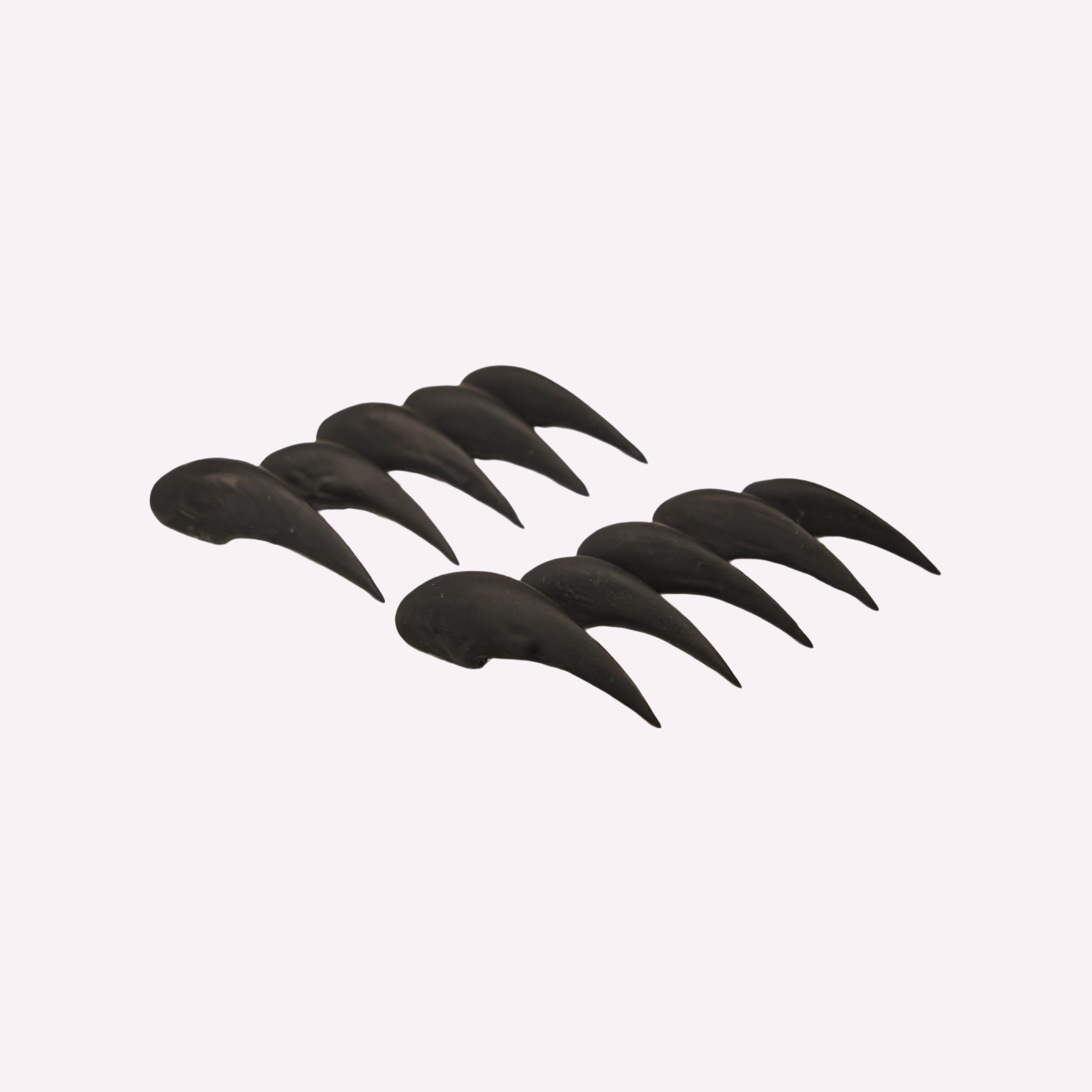 Cat Claw #4 handmade press-on nails — sleek all-black high-gloss claw nail art set by Poorguyshop