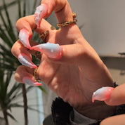 Cat Claws #1 short cat claw press-on nails — reusable handmade pink blue gradient floral romantic Valentine's Day nail art press-ons