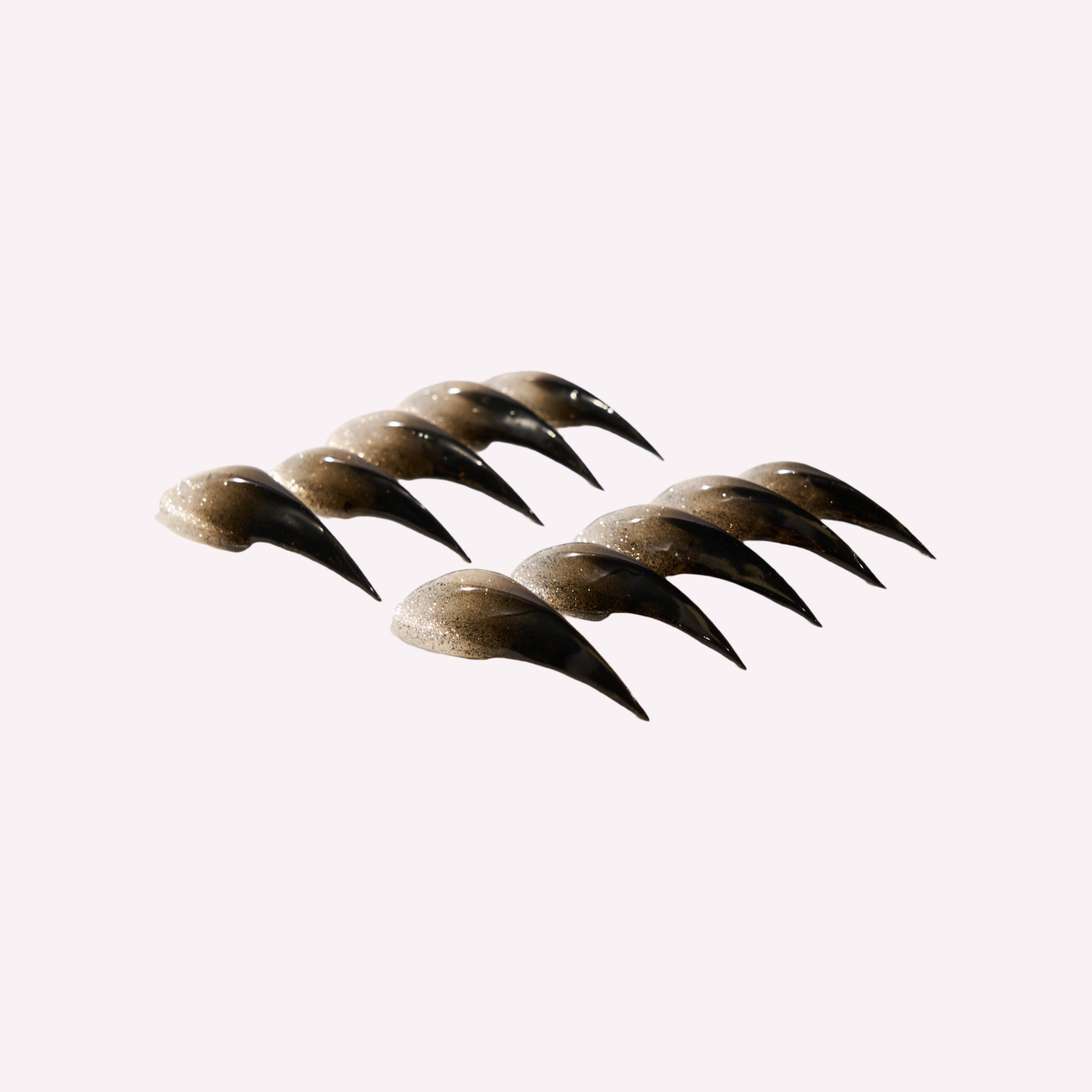 Cat Claws #3 handmade press-on nails — smoky silver glitter gradient claw nail art set by Poorguyshop