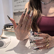 Gilded Cosmos press-on nail set — handmade galaxy nails with nail glue and prep pad, multiple sizes included