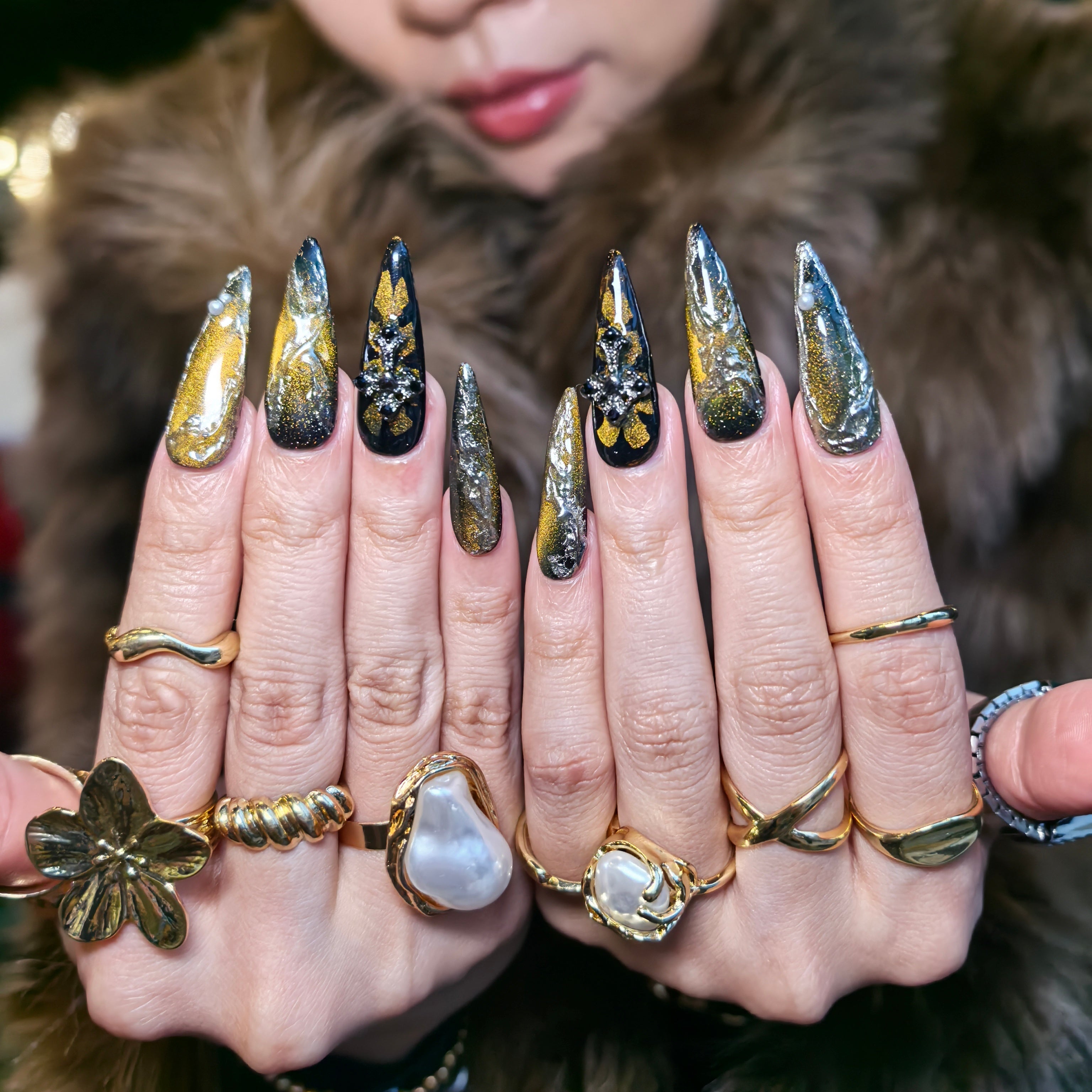 Eternal Night custom Handmade Press On Nails 