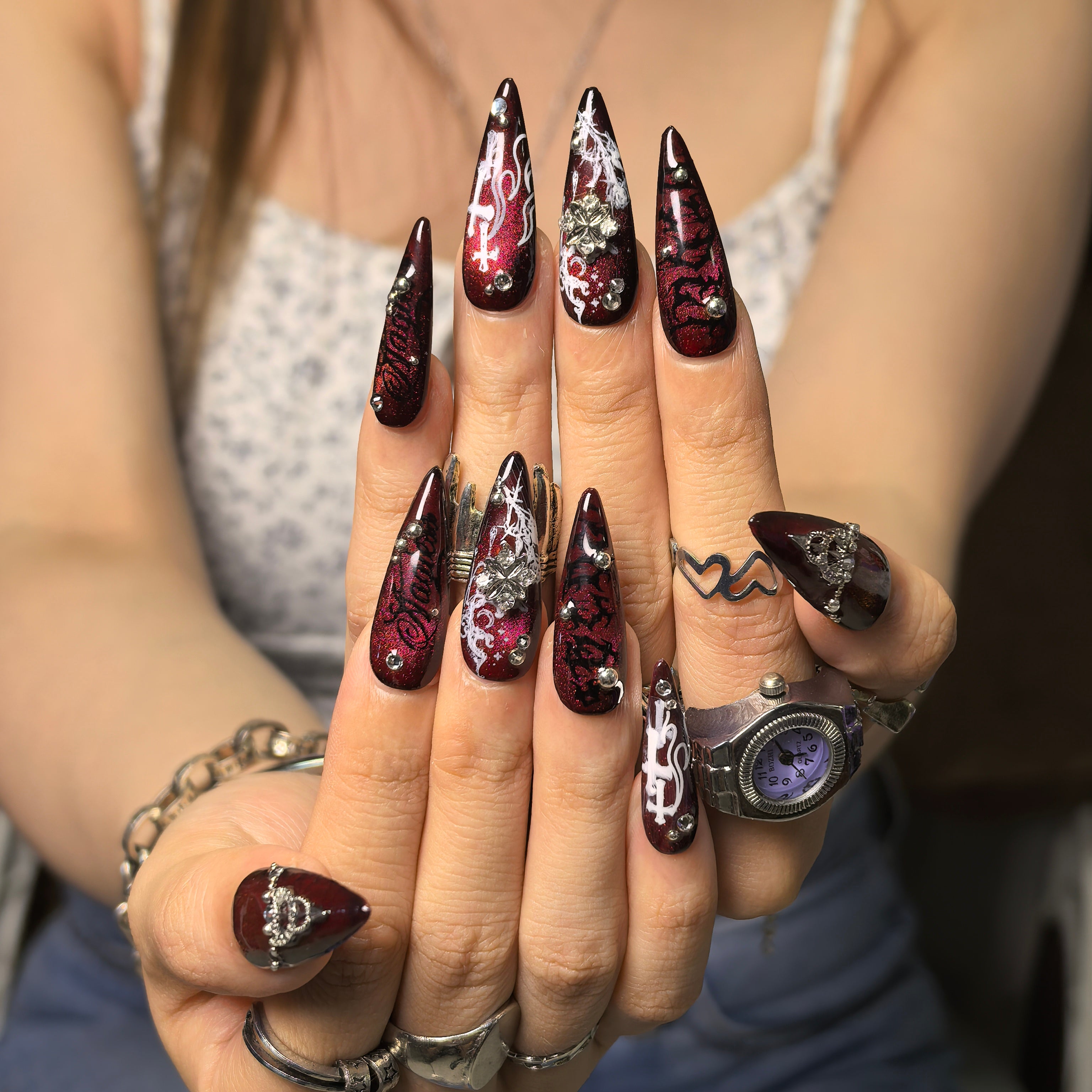 Blood Cross Handmade Press On Nails