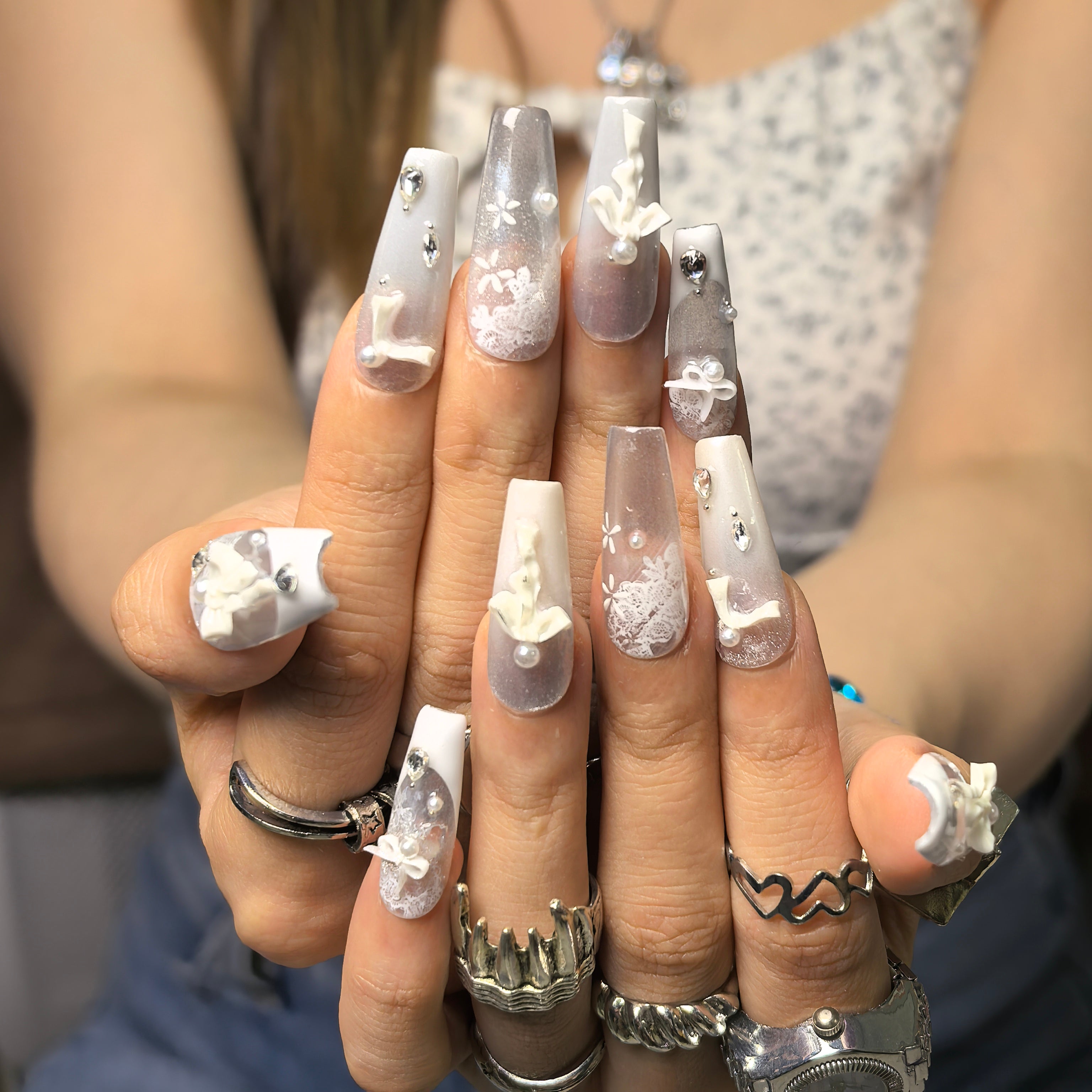 Frosted Gift  Handmade Press On Nail