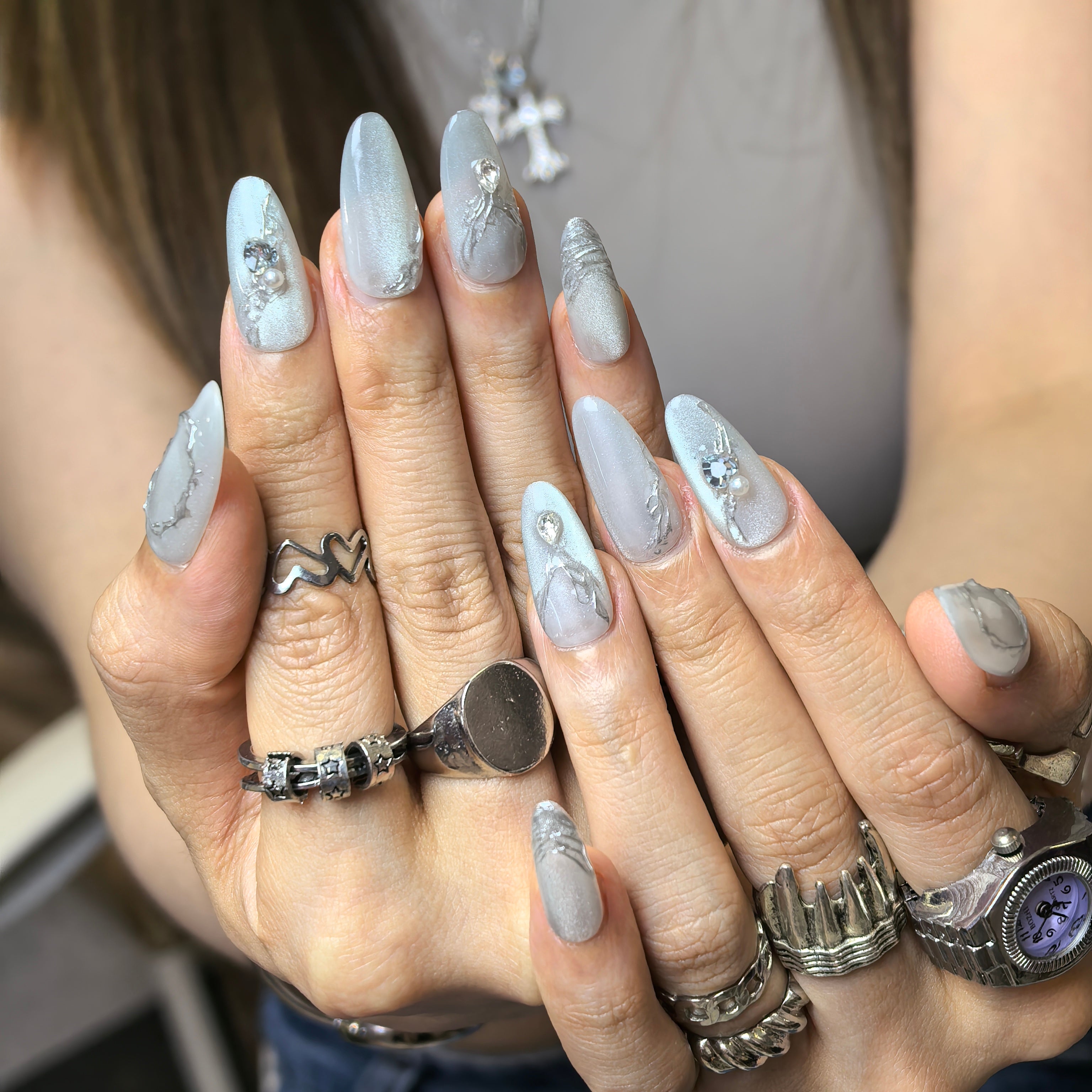 Mercury Glow  Handmade Press On Nails 