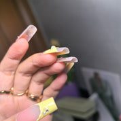 Southern Belle reusable PMMA squoval press-on nails – sweet French floral nail art for garden parties and bridal showers