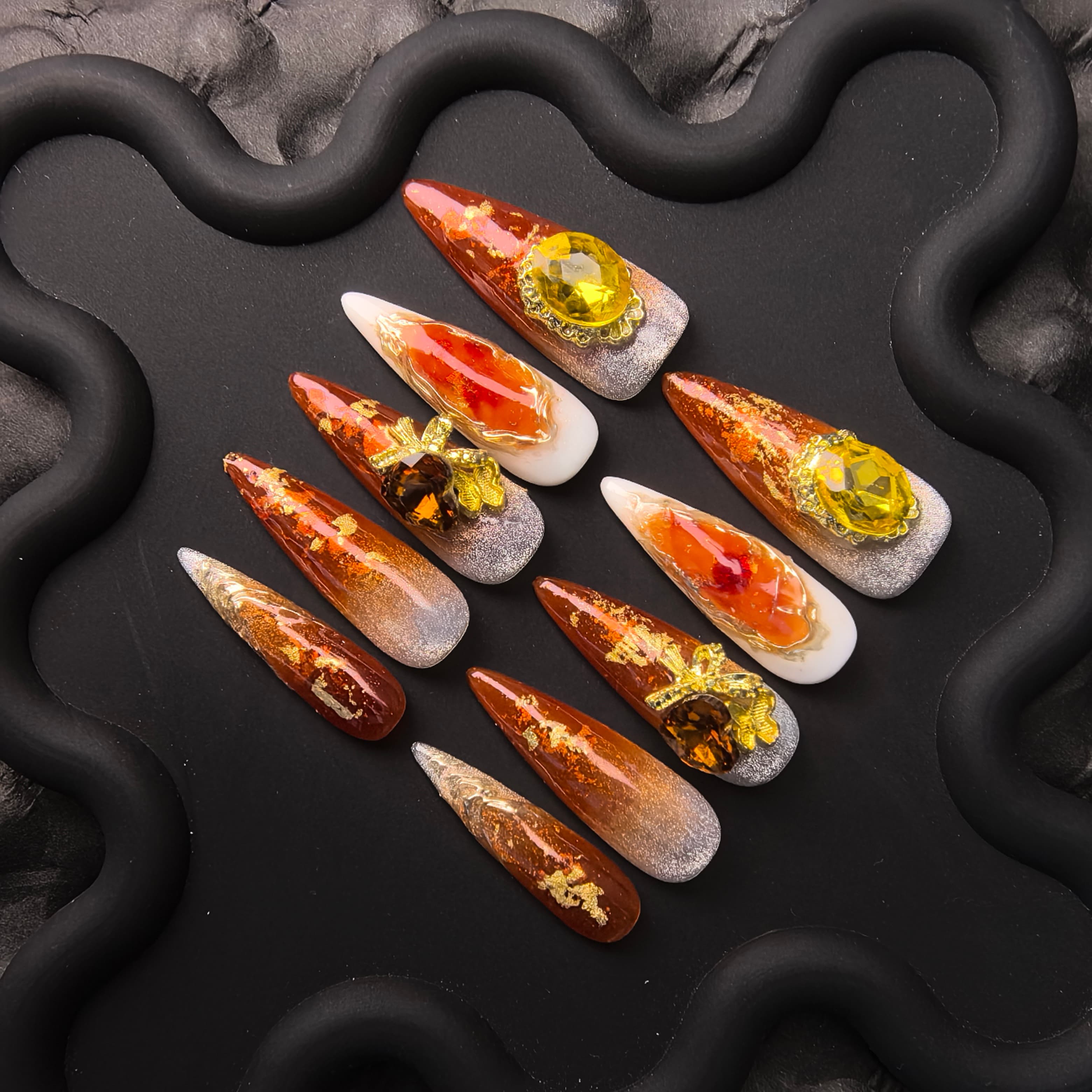 Twilight Ember press-on nail set